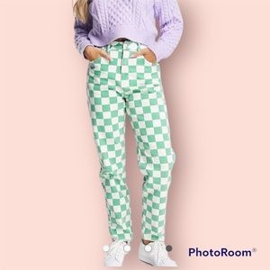 ASOS high rise 100% cotton checkered denim NWOT